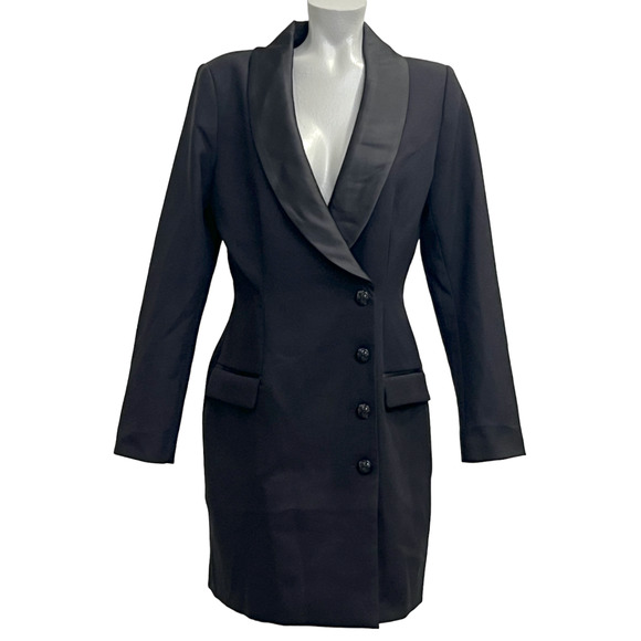 NEW WHITE HOUSE BLACK MARKET WHBM LONG SLEEVE BLAZER TUXEDO DRESS SZ 00 - Picture 1 of 12